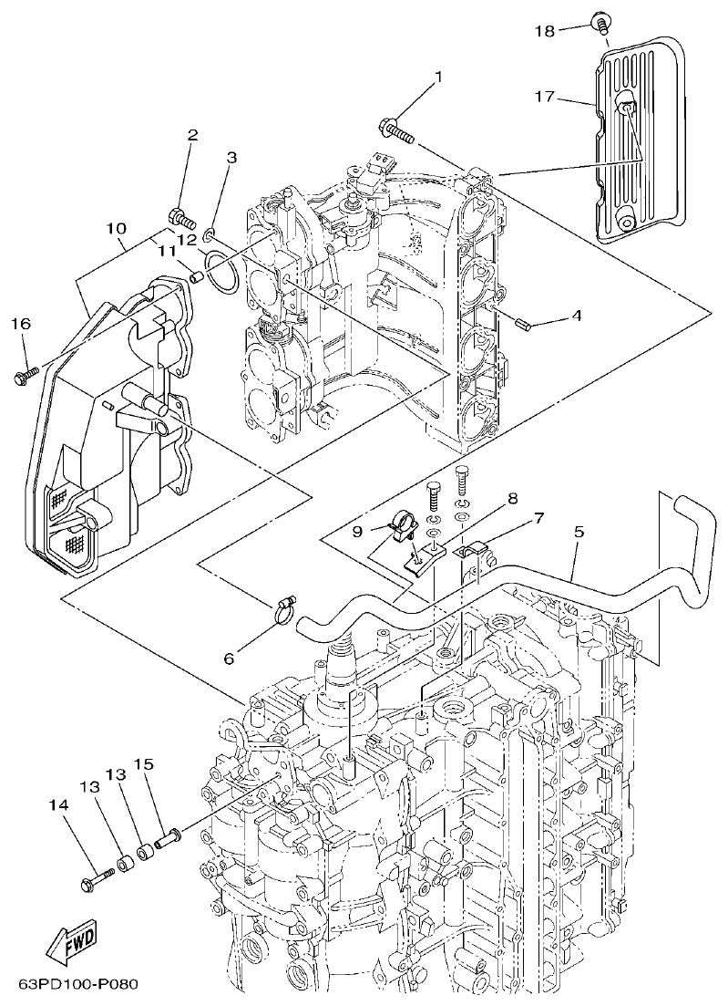 Yamaha F150DET, FL150DET INTAKE 1 parts diagram